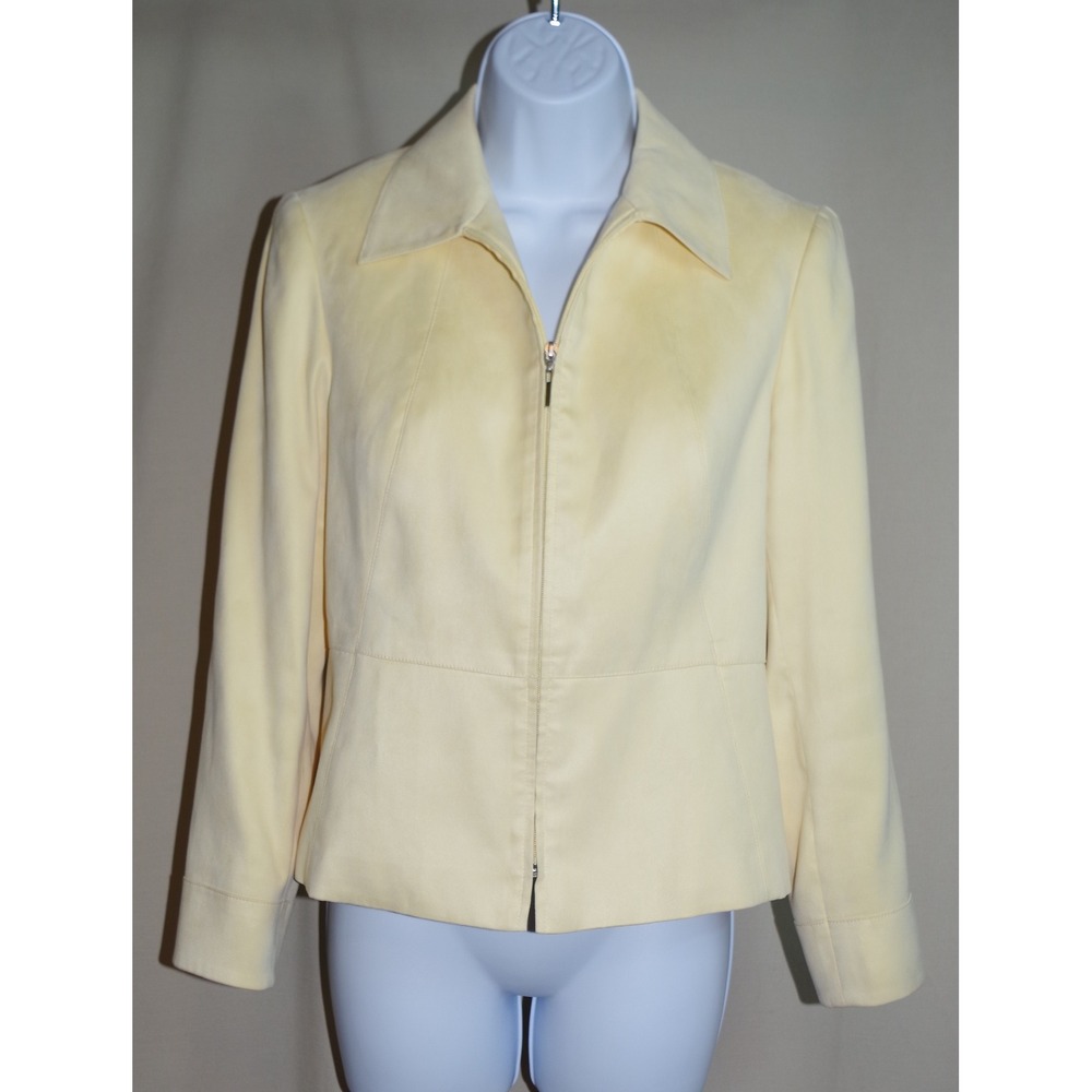 Talbots Petites Women's 2 Butter Yellow Zip Front Lightweight Jacket Blazer